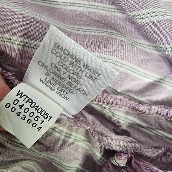 J Jill Womens Top Blouse Medium Purple Striped Long Sleeve Button Shirt Viscose - Picture 9 of 9